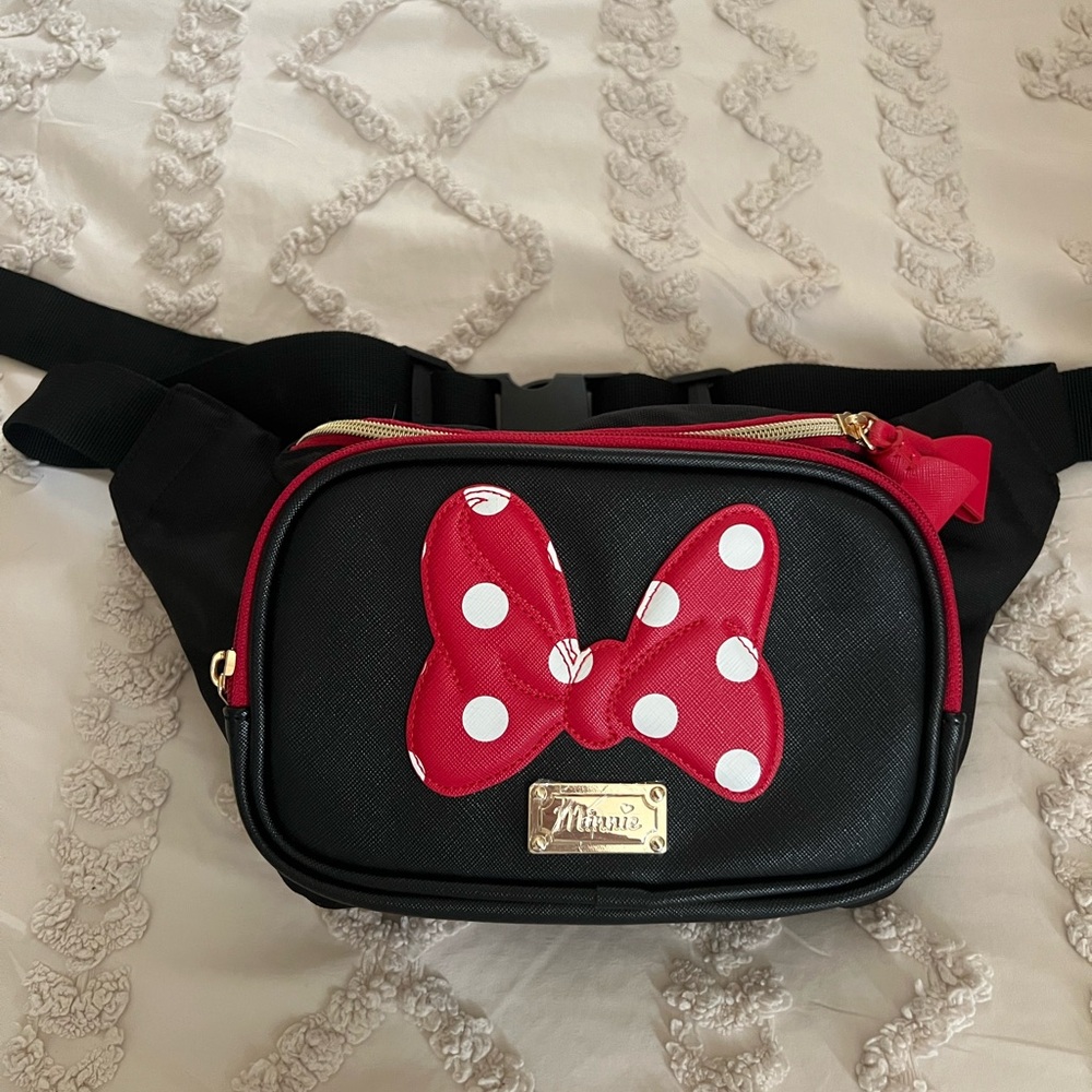 Black and Red Polka Dot Bow Minnie Fanny Pack/Belt bag/Crossbody